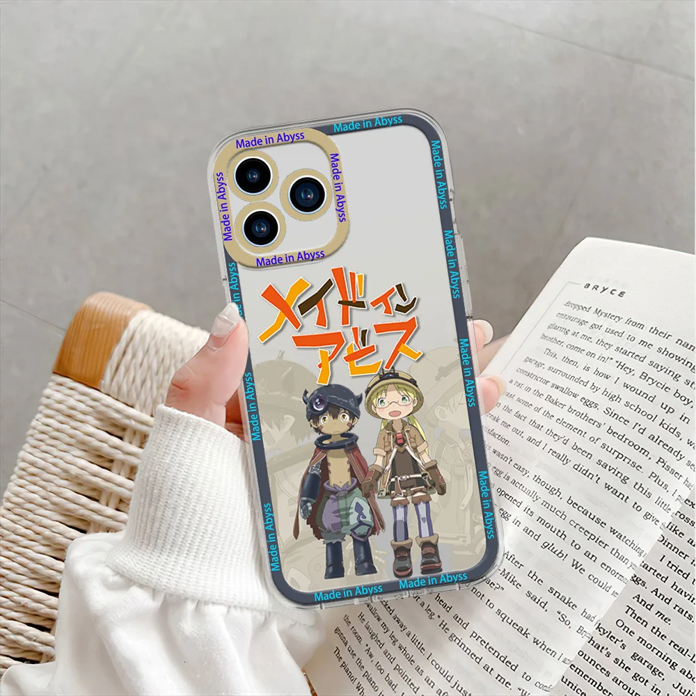 Bilibili Cartoon Made in Abyss Phone Case for iPhone 12 11 13 14 15 16 Max Pro Plus Transparent Bezel Shell