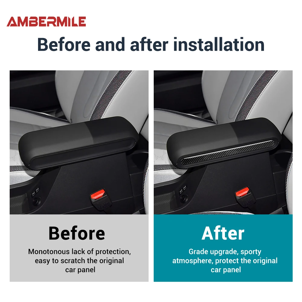 For Mini Cooper S F65 F66 F67 2024 2025 Car Armrest Box Side Strip Sticker Interior Trim Accessories Soft Real Carbon Fiber