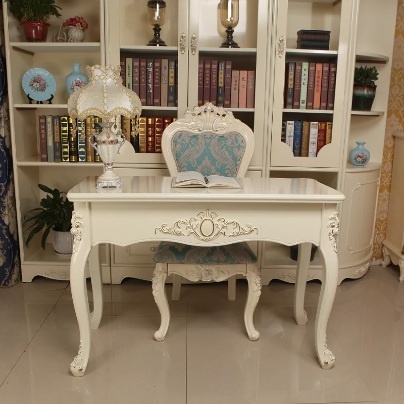 

European-style household white computer simple bedroom solid wood notebook simple European student writing desk