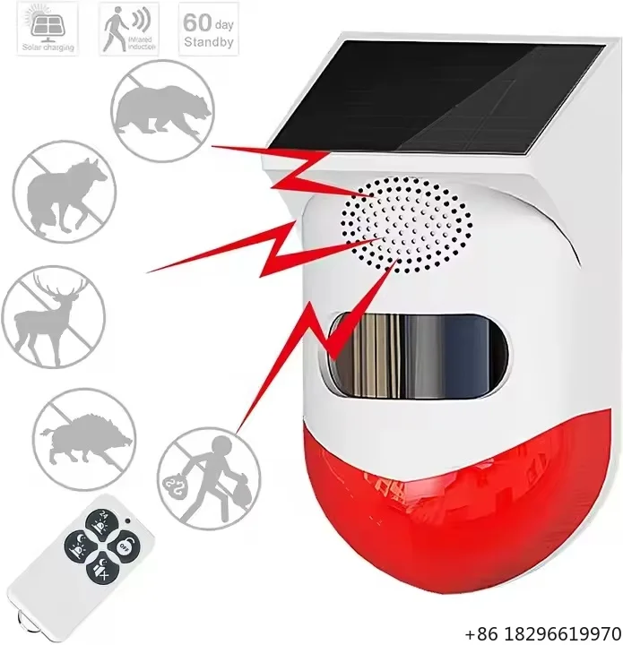Outdoor Voice Solar Alarm Infrared Human Intrusion Motion Sensor Detector Remote Control Anti-Theft Home Security System