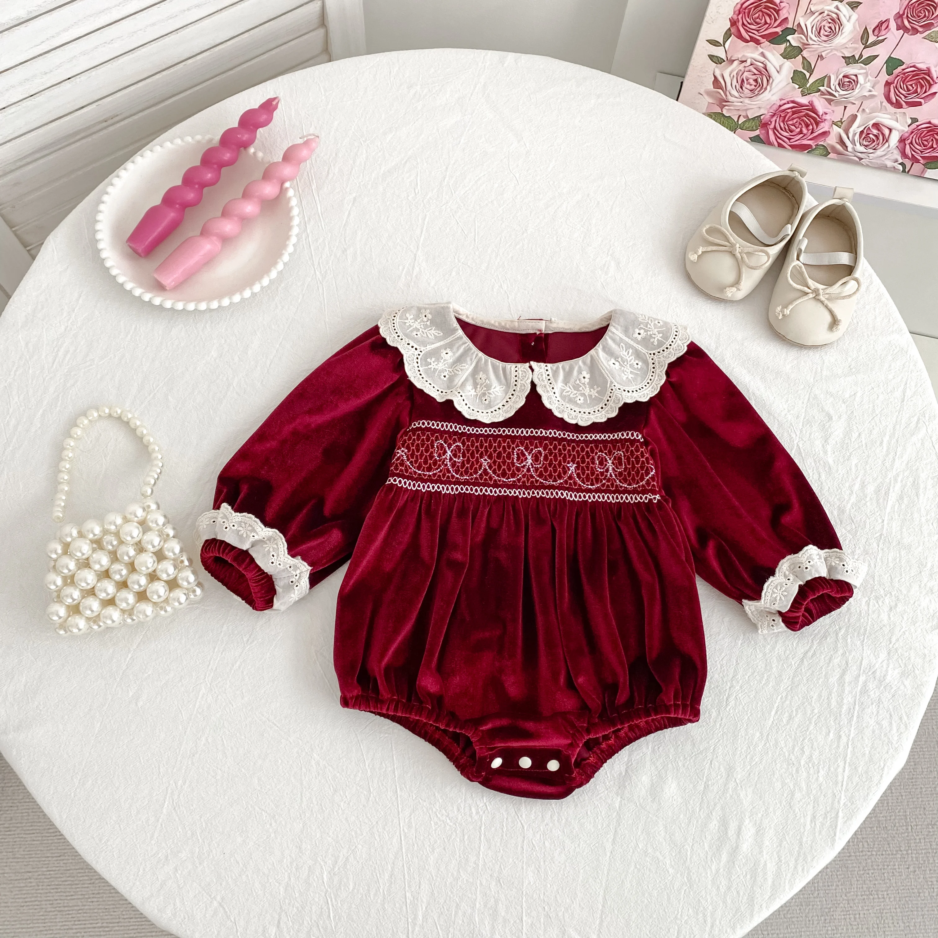 2023 Weihnachten 0-24 M Baby Mädchen Overall Casual Bogen Gestickte Lange Ärmel Neugeborenen Strampler Weihnachten Party Kleinkind nette Kleidung – Detail 20