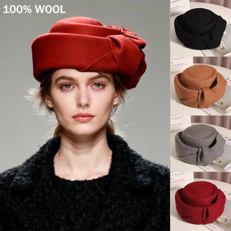 New Classic Wool Felt Beret Women Winter High Quality Felt Hat French Elegance Female Party Dinner Hat Designer Luxury Fedoras