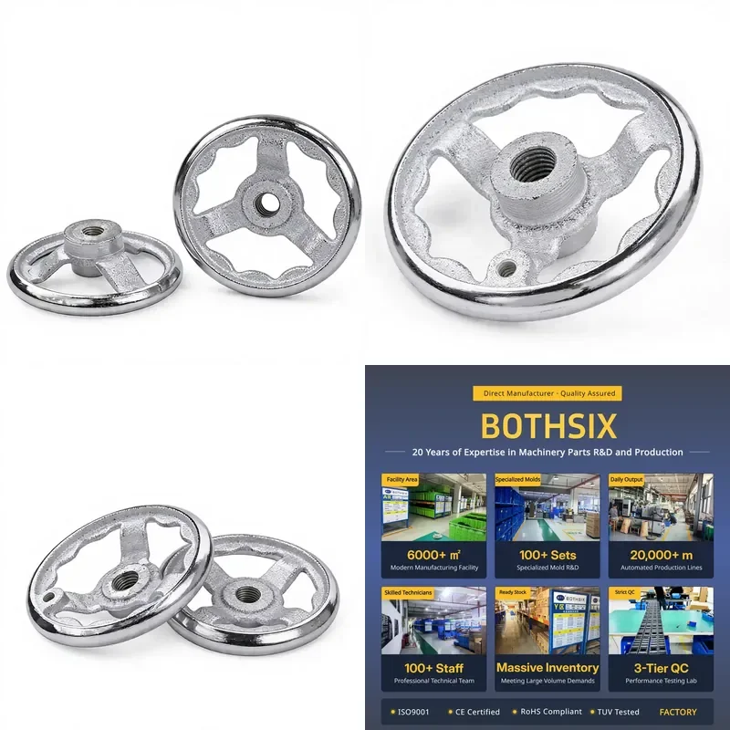 for 3 Inch Cast Iron Handwheel M8 to M18 Threaded Hole Without Handle Industrial Machine Part Replacement Accessory