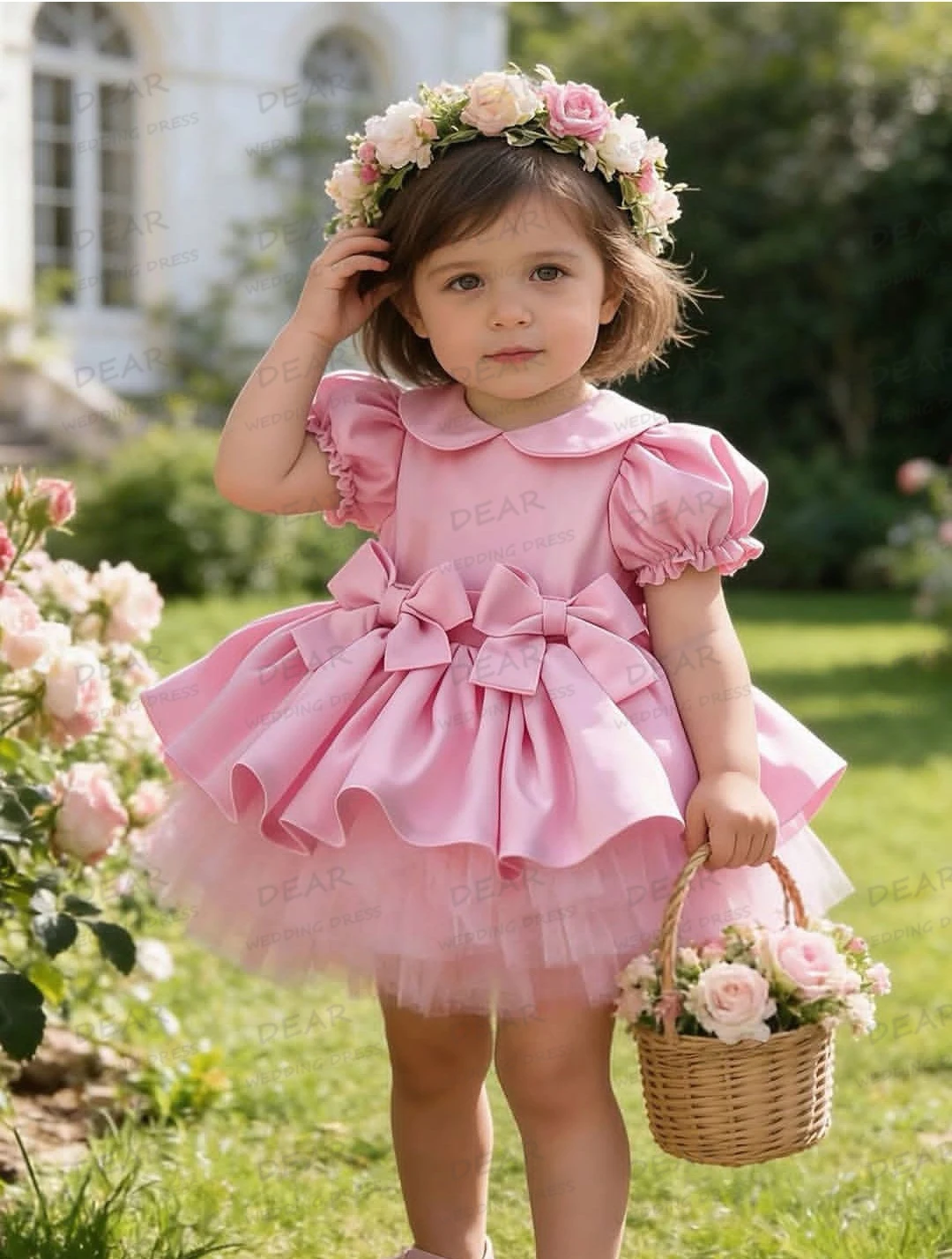 Simple Flower Girl Dress Sleeveless Sexy Women's A Line Wedding Dresses Fluffy Backless Vestidos De Novia Customized Party Gala