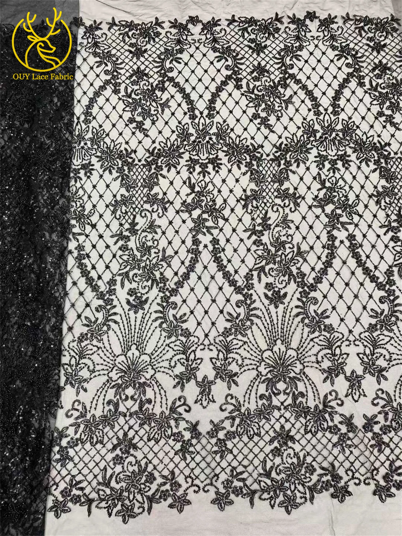 Roter afrikanischer Perlen-Spitzenstoff 2026, hochwertiger nigerianischer Pailletten-Spitzenstoff für Damen, Hochzeitskleid und Abendkleid, Nähen – Detail 19