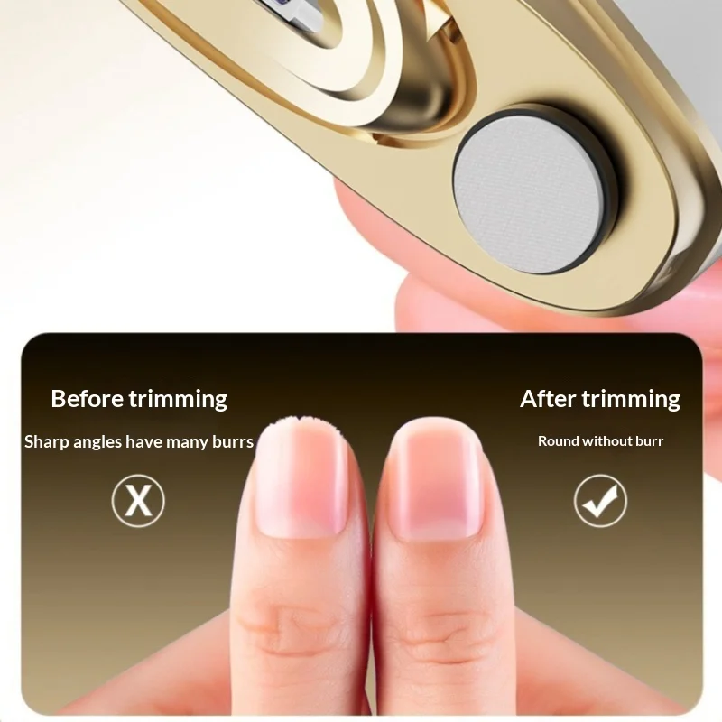 2 in 1 Electric Nail Clippers With Light Automatic Anicure Trimmer Fingernail Toe Scissor Pedicure Polishing Nails Cutter NEW