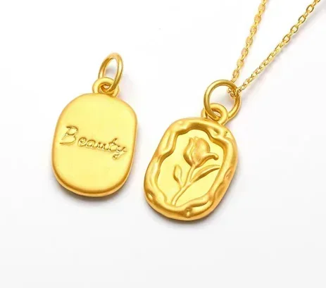 

999 real gold flower pendants for women 24k pure gold tulip pendant 3d hard gold jewelry
