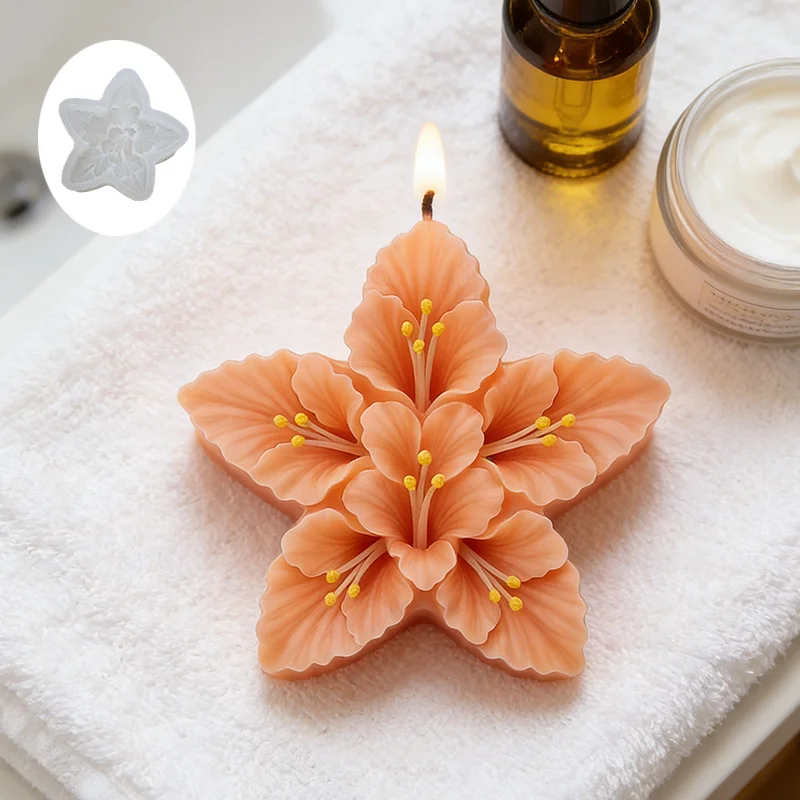 Hibiskus-Kerzenform, realistisches Blumendesign, Form mit flachem Boden, einfache Herstellung von Instagram-tauglichen Duftkerzen, perfekt für Zuhause.