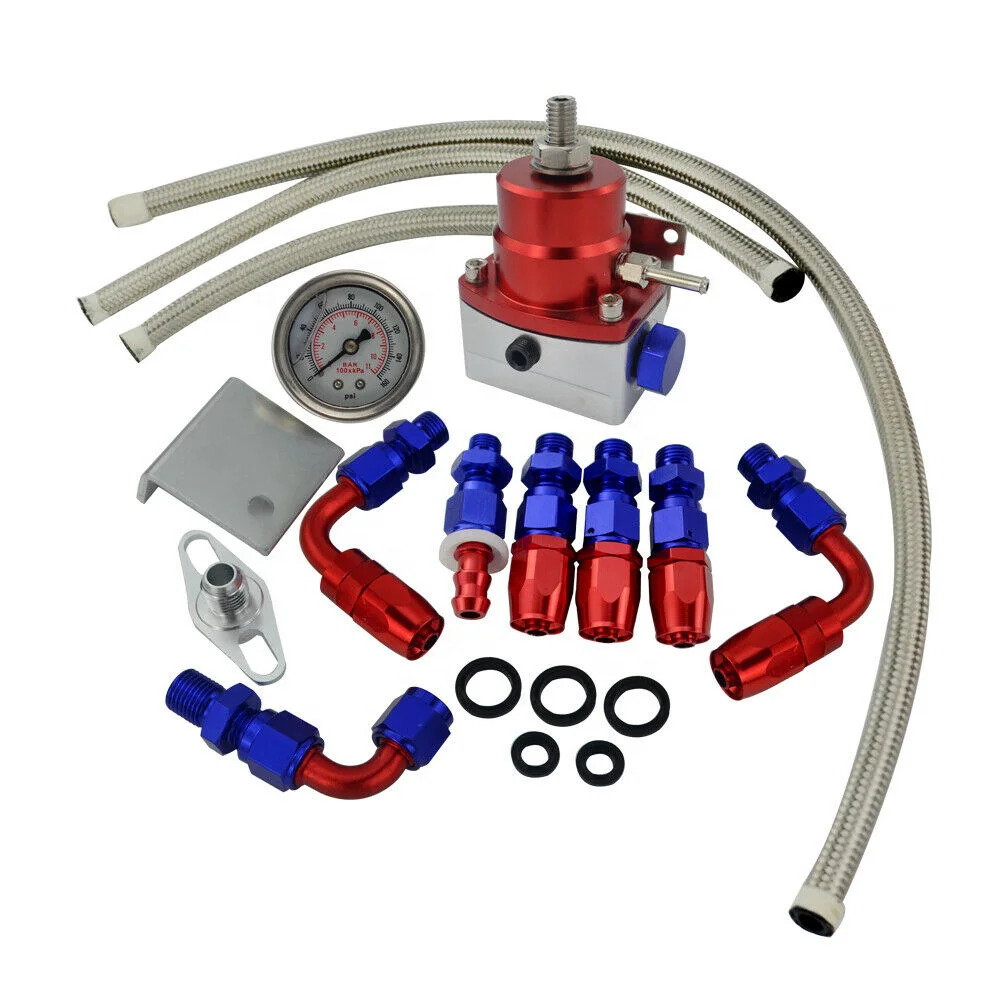 

Universal AE Style 7MGTE MKIII Fuel Pressure Regulator Red With Hose Line Kit and Gauge