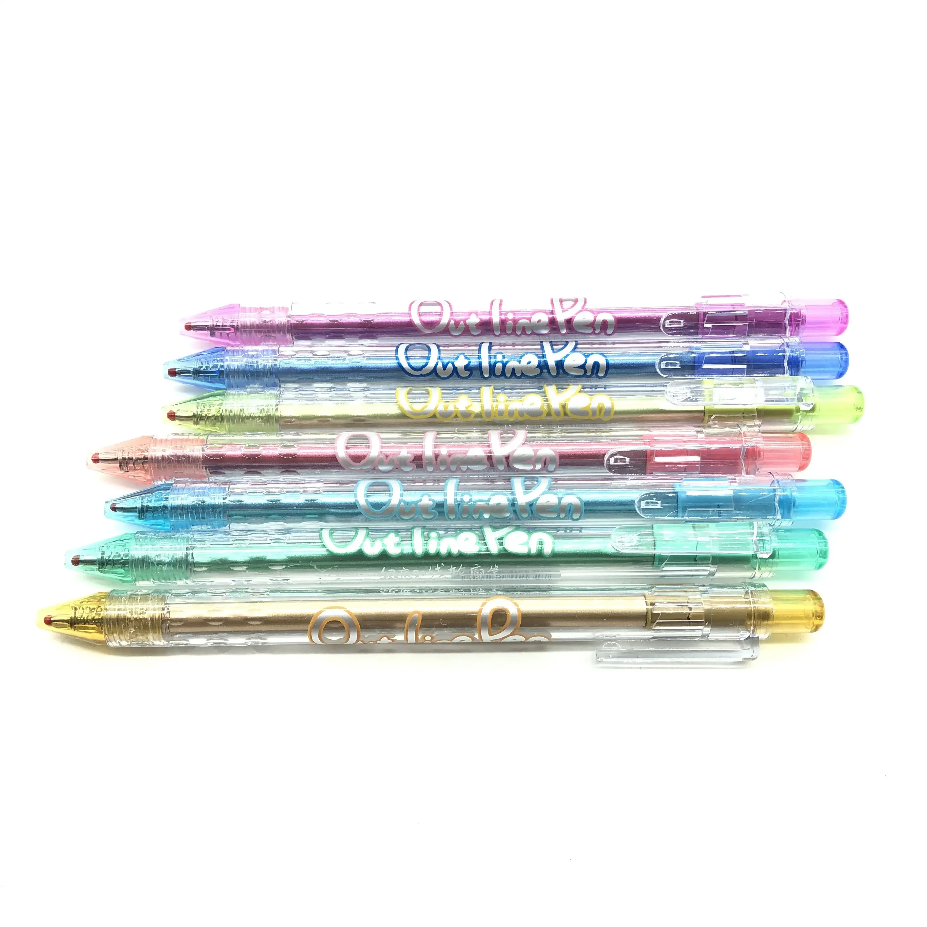 er-bottomed double-line outline 8-color glitter gel pen, highlighter, colored water-based pen for DIY greeting cards