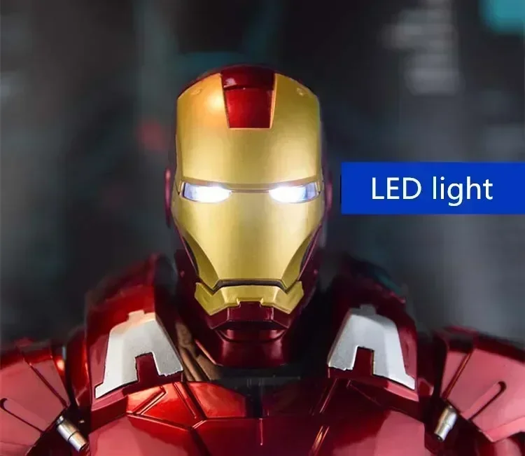 

23cm 1/4 Head bust Ironman MK7 MK42 MK43 Action Figure Portrait LED Light Desktop Model statue PVC Collectible birthday toy