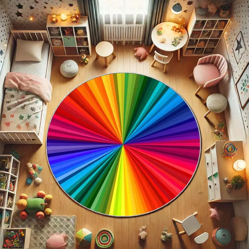 Regenbogen bunte Spirale runder Teppich Candy Swirl kreisförmiger Teppich Kinderzimmer Teppich Bereich Matte moderne Pop Art Home Decor Geschenk weicher Teppich