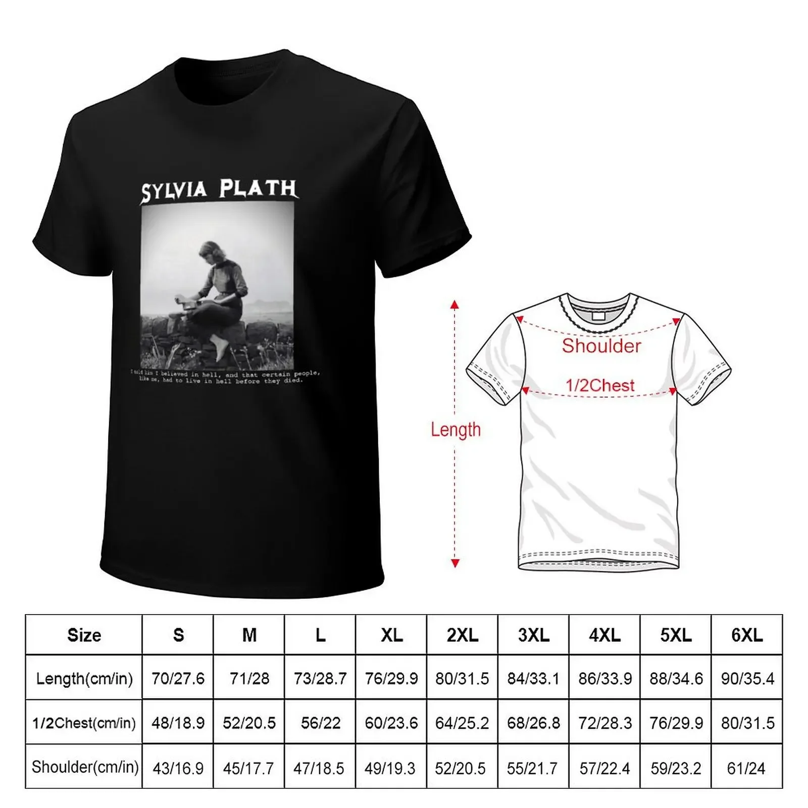 metal sylvia plath T-Shirt vintage clothes custom t shirt slim fit t shirts for men