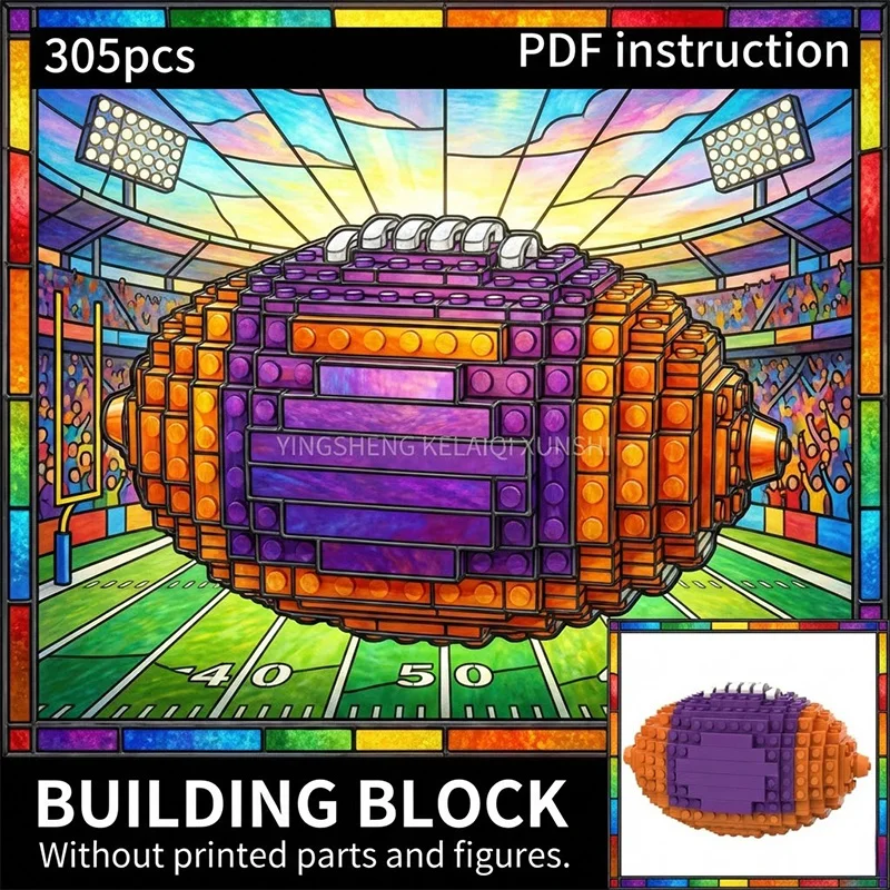 

Набор для сборки спортивного мяча своими руками: регби, футбол, баскетбол. Подарок для болельщиков и спортсменов. Конструктор из строительных блоков.