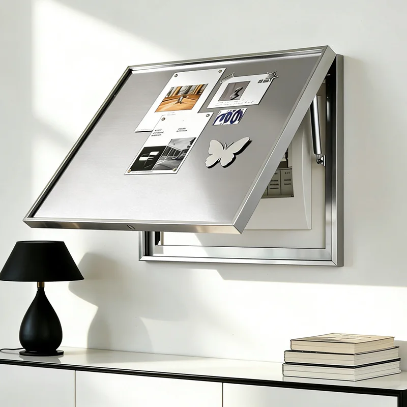 New stainless steel surface instrument box aluminum alloy frame decorative painting modern simple creative magnetic refrigerator