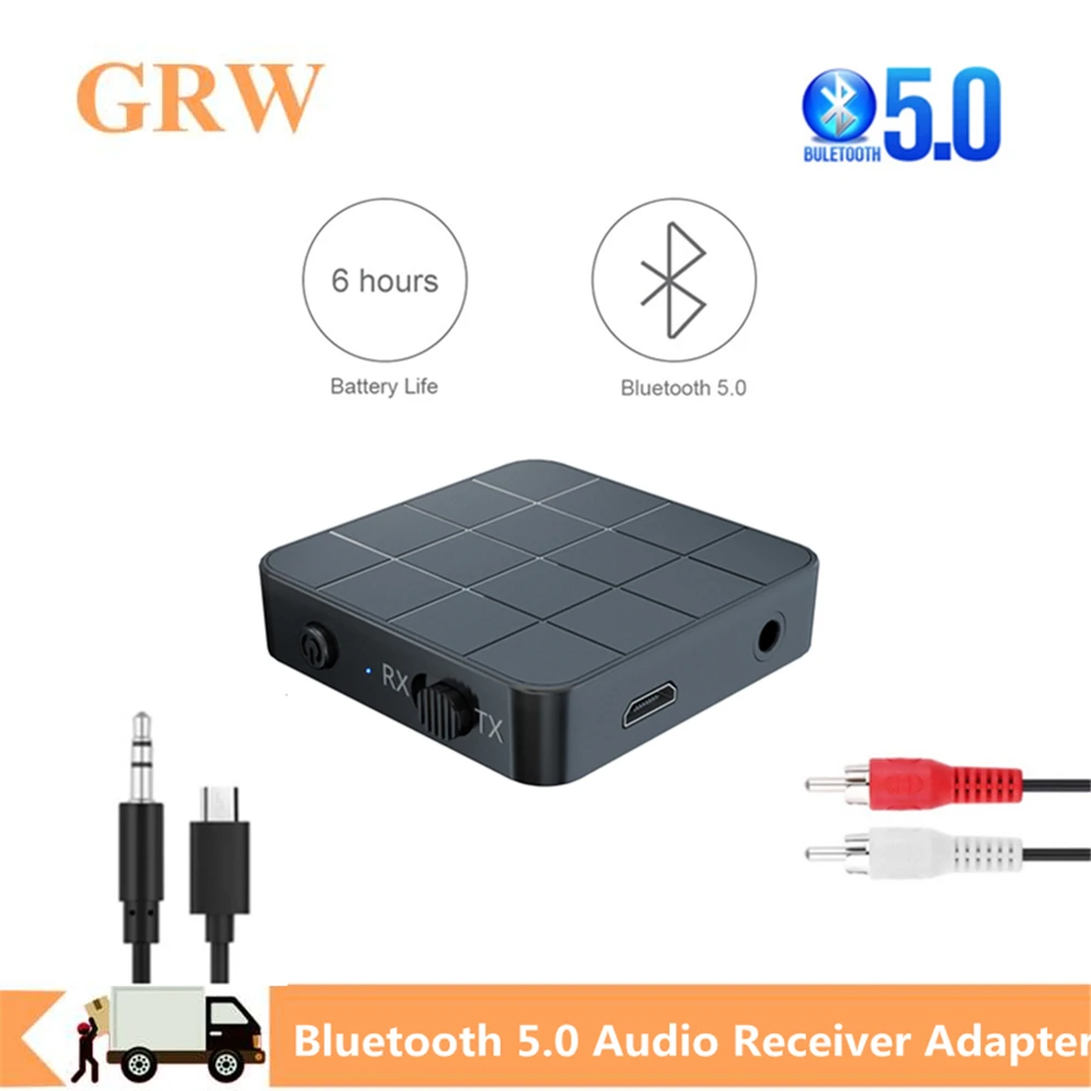 GRWIBEOU Wireless Bluetooth 5.0 Audio Receiver RCA 3.5mm 3.5 AUX Jack Stereo Music Bluetooth 5.0 Adapter For Car Kit Speaker