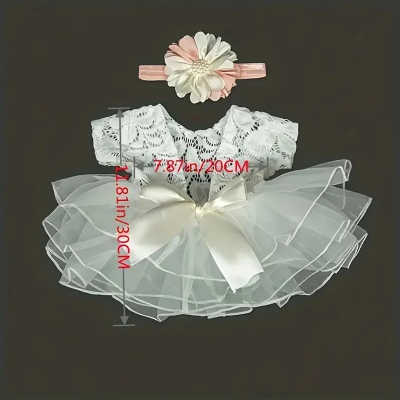 Flower Tutu & Bow Skirt Set, Newborn Baby Photography Costumes, Baby Girls Headdress Photography Costume