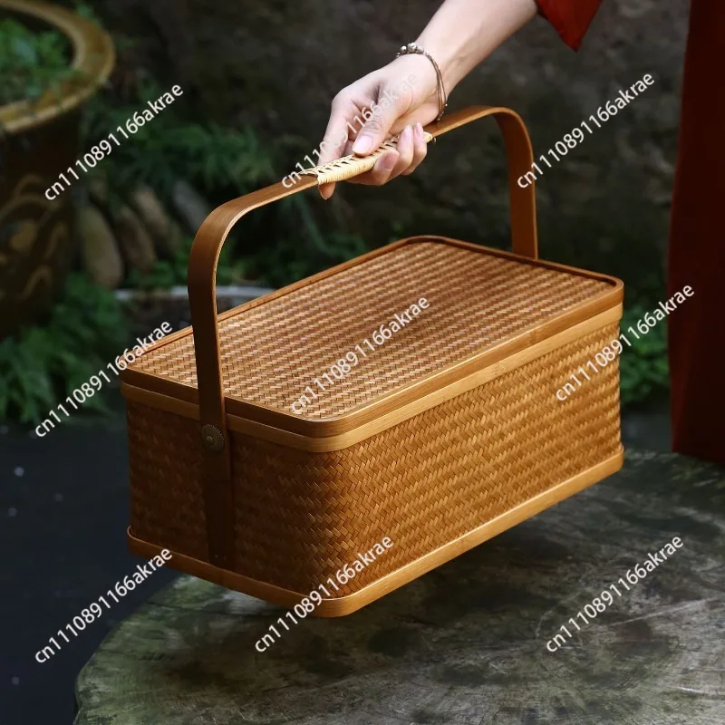 Bamboo products handmade bamboo woven portable box retro basket food box storage box