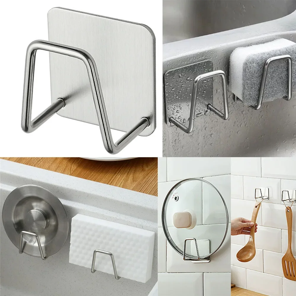 Stainless Steel Sponge Holder Suction Cup Dish Drainer Storage Rack Cleaning Cloth Shelf Sink Rack Kitchen Accessories