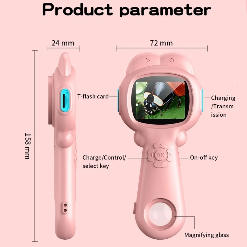 مجهر كاميرا محمول للأطفال 2 في 1 مجهر رقمي مكبر 500x محمول للأطفال ألعاب علمية تعليمية هدايا #6