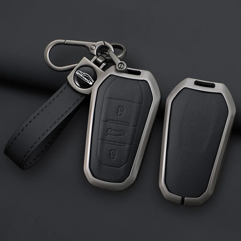 

Zine Alloy Leather Car Key Case Shell Cover For Peugeot 308 408 508 2008 3008 4008 5008 Citroen C4L C6 C3-XR Picasso DS3 DS4 DS5