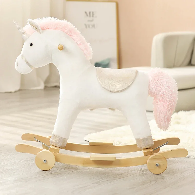 Trojans rocking horse plush toys for children Baby dual-use rocking horse riding toys birthday gift.