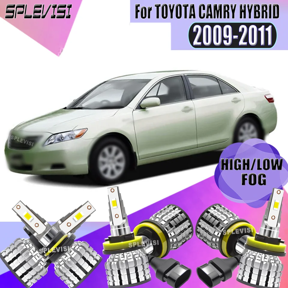 

SPLEVISI Car LED Headlight Foglight 6000K High Low Beam Foglight Bulbs Aviation Aluminum For TOYOTA CAMRY HYBRID 2009-2011
