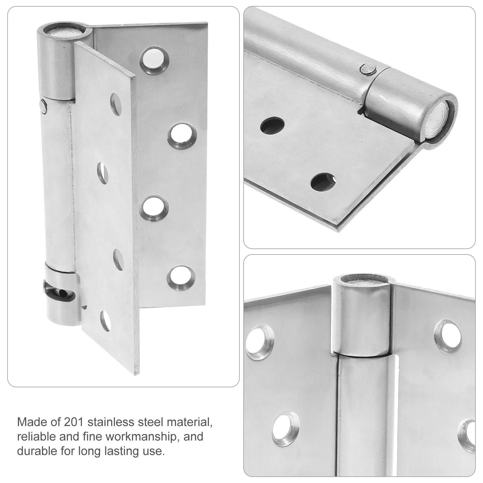 

2pcs Self Closing Door Hinges Heavy Duty Spring Loaded Stainless Steel 201 Garage Screen Exterior Auto Close Hinges