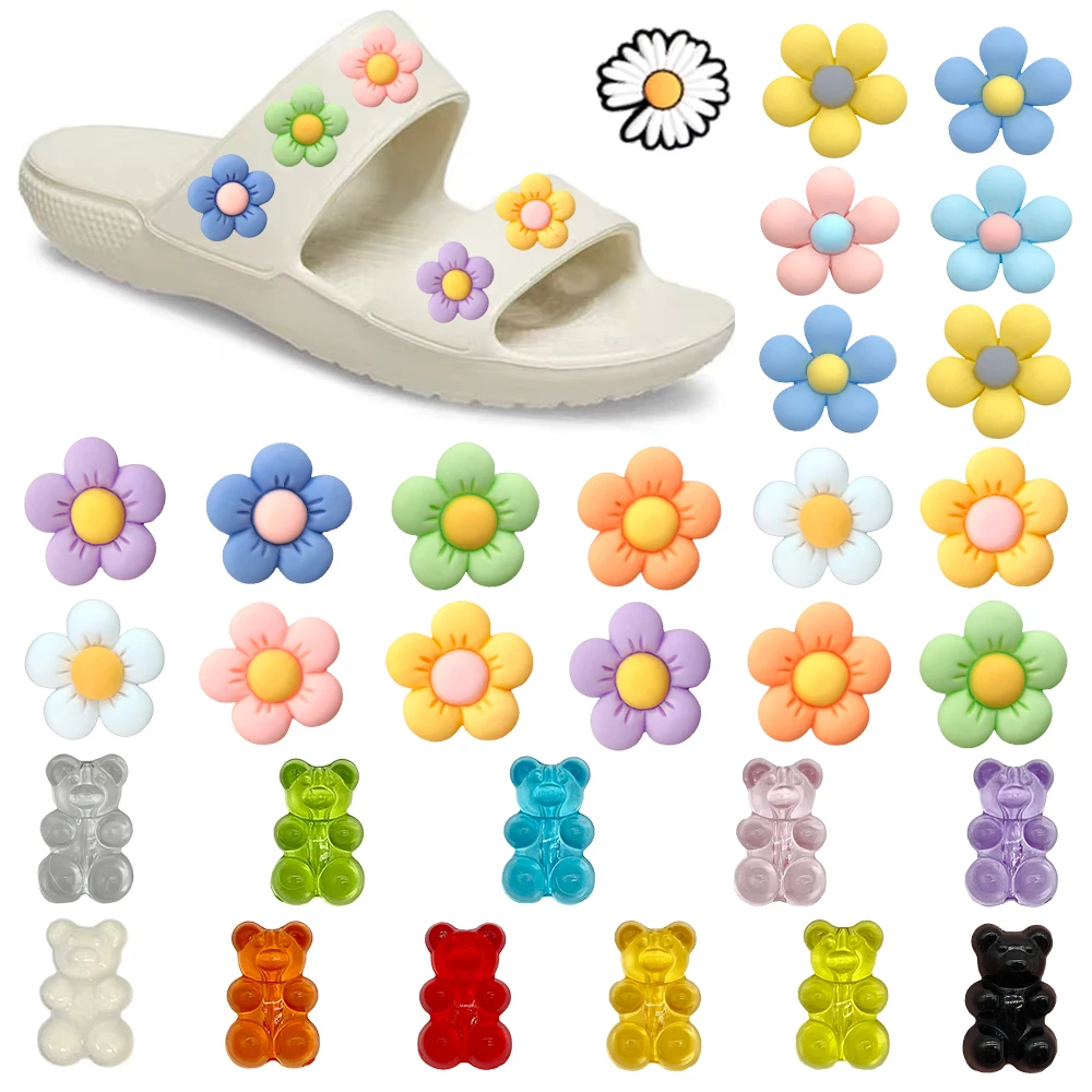 Cute 1pcs Cartoon Flower Resin Shoe Charms DIY Clogs Shoe Accessories Fit Sandals Pin Decorate Buckle Girl Women Kid Party Gifts