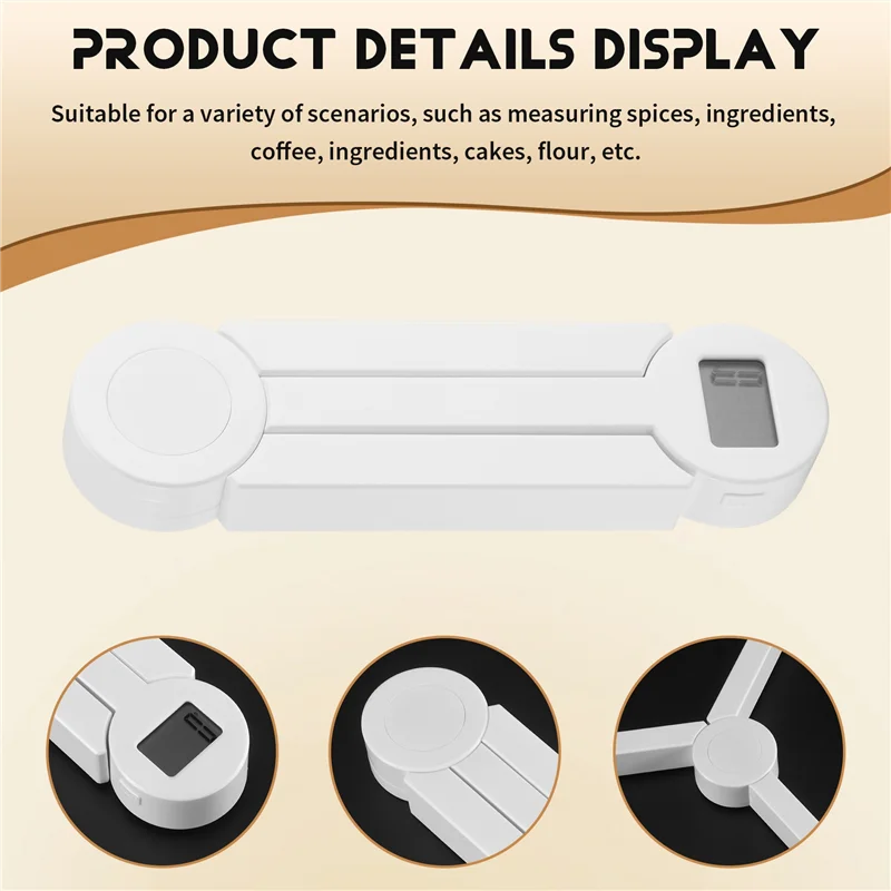 AED7-1 PCS High Precision Folding Food Scale, Digital Kitchen Scale White ABS Food Scale For Measuring Healthy Intake