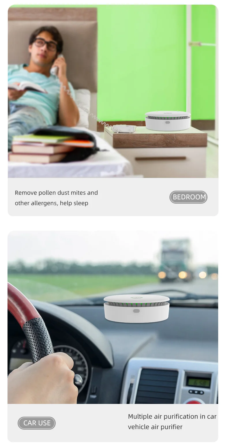 Portable Ozone & Ionic Air Purifier 2 in 1 Eliminate Odor for Home, Car, Refrigerator, Shoe Cabinet, Pet Room, Hunting Bag