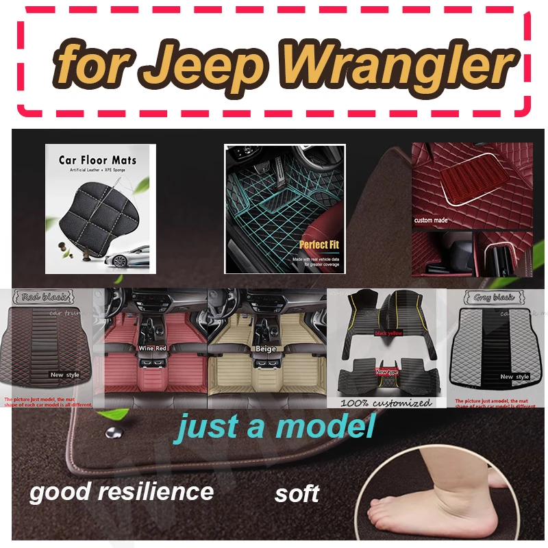 

РОСКОШНЫЕ автомобильные коврики для Jeep Wrangler (FOUR DOOR) 2011 2012 2013 2014 2015 2016 2017, пользовательские автомобильные подушечки для ног
