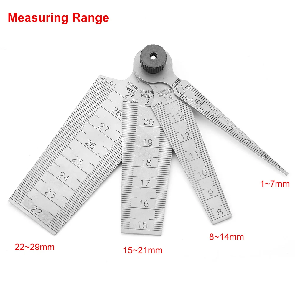 Feeler Measuring Tool Hole Size Gage 1 Set Stainless Steel Welding Taper Feeler Gauge Rulers Hole Inspection Tool Taper Gauge