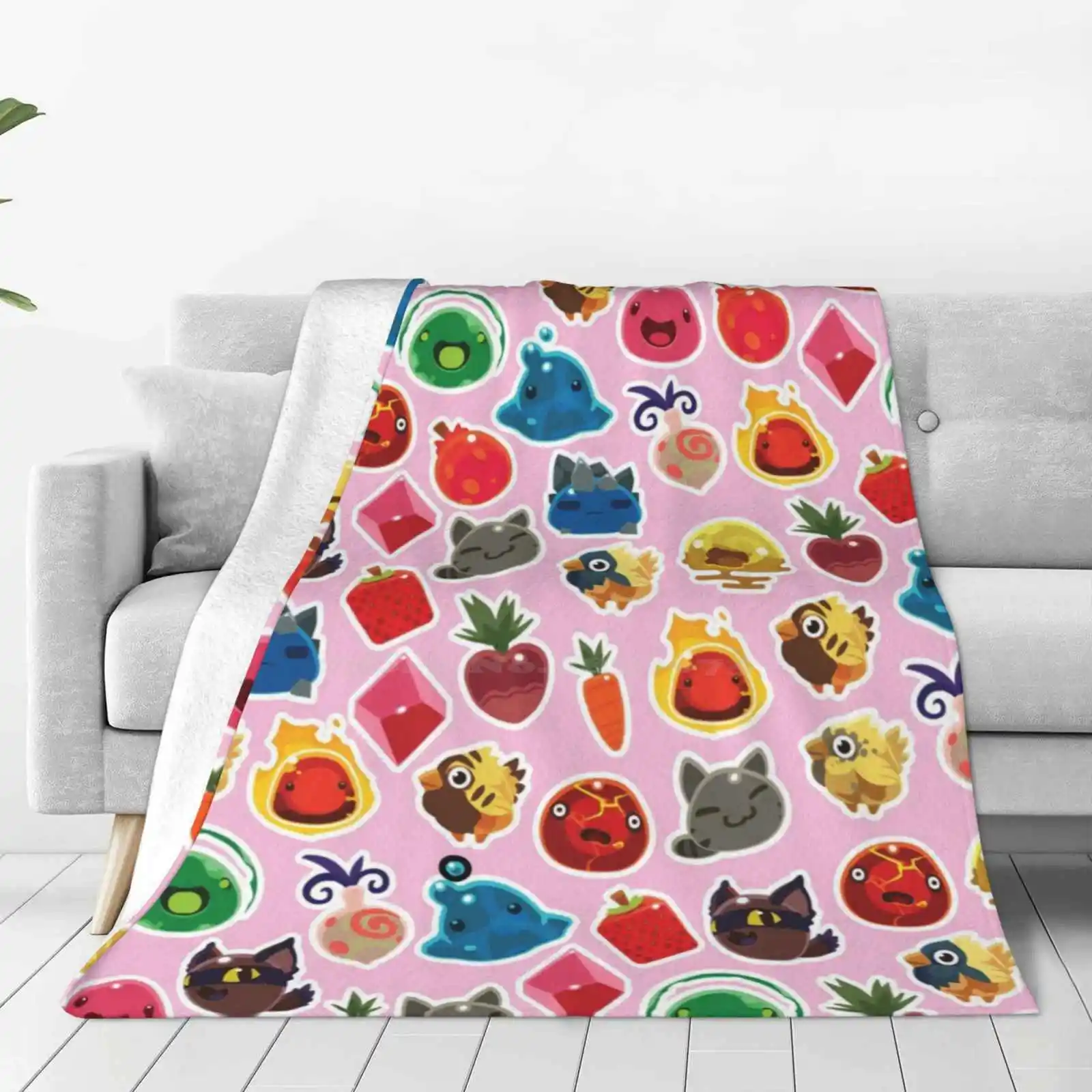 Cute Pink Slime Rancher Pattern Top Quality Comfortable Bed Sofa Soft Blanket Slime Rancher Video Games Gamer Girl Chickadoo