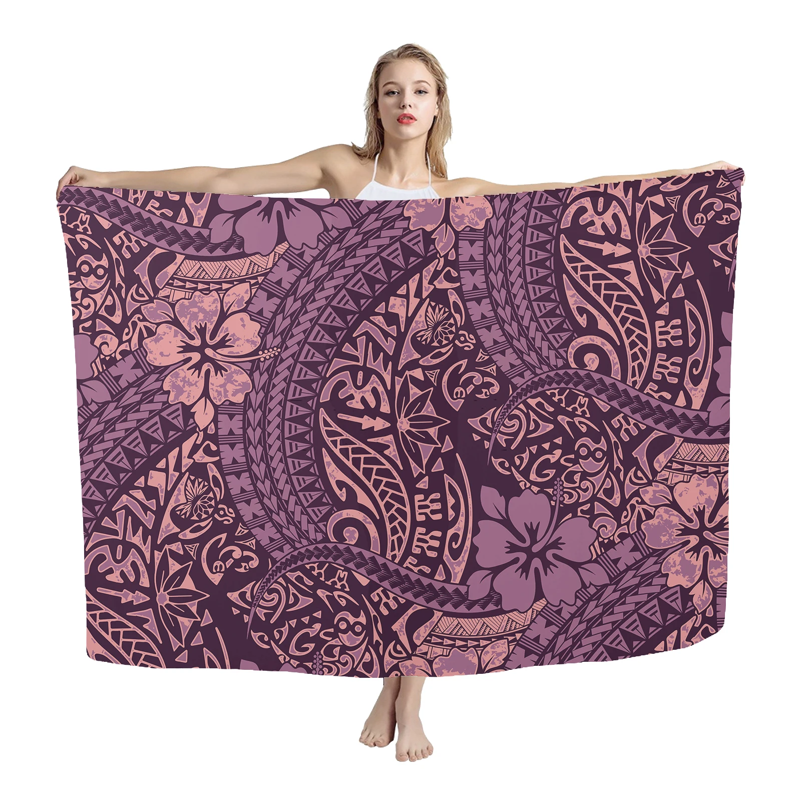 Praia túnica com flor design para as mulheres, cover-up, saia wrap, túnica, biquíni, puakenikeni, roupas de verão, download gratuito