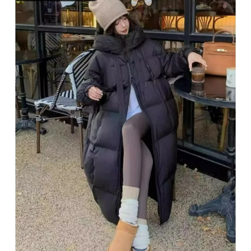 2025 Anti-season Korean Version of Long Cotton-padded Women's Thickened Fashion Loose Warm Knee Jacket Cotton-padded Winter