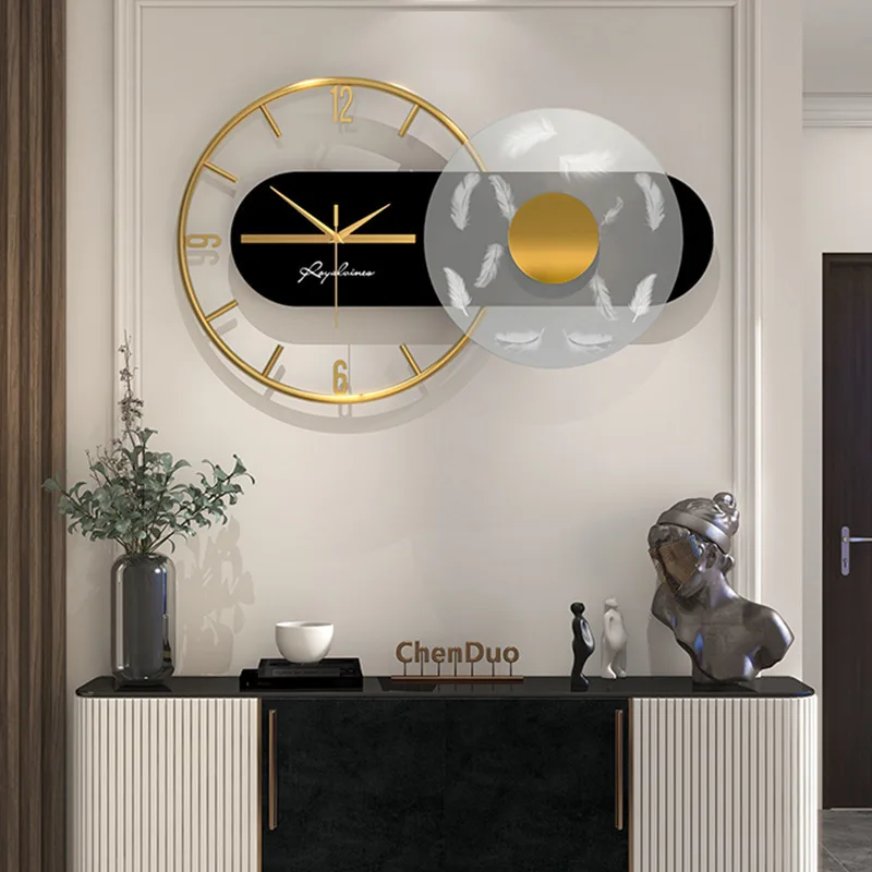 Light Luxury Wall Clock Modern and minimalist living room silent and fashionable wall mounted light clocks