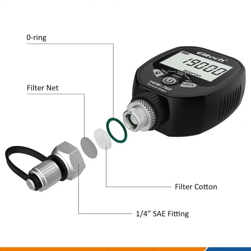 Wireless Digital Vacuum Micron Gauge HVAC Refrigerant Pressure Temperature Tester Leakage S Elitech VGW-760