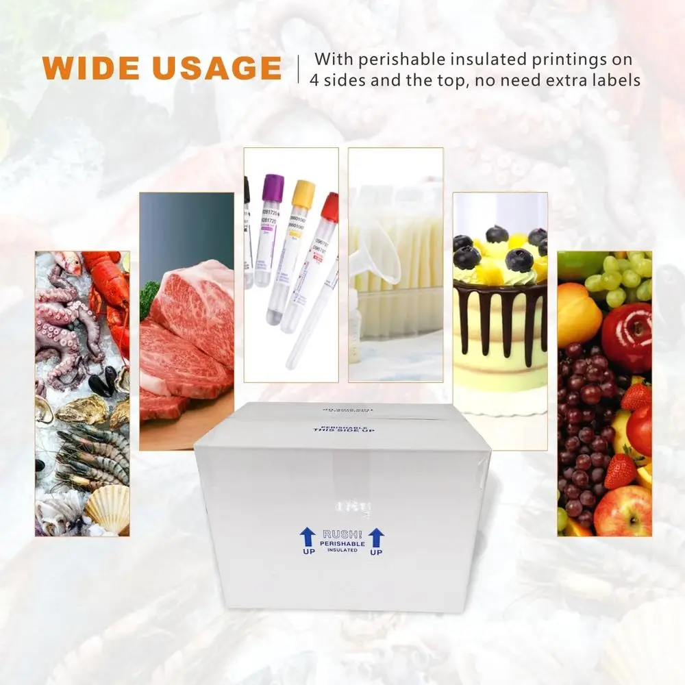 Pacote com 4 Caixas de Envio Isoladas Pequenas, 15x10x11 Polegadas, Adequadas para Entrega de Alimentos Frios e Perissáveis, Brancas