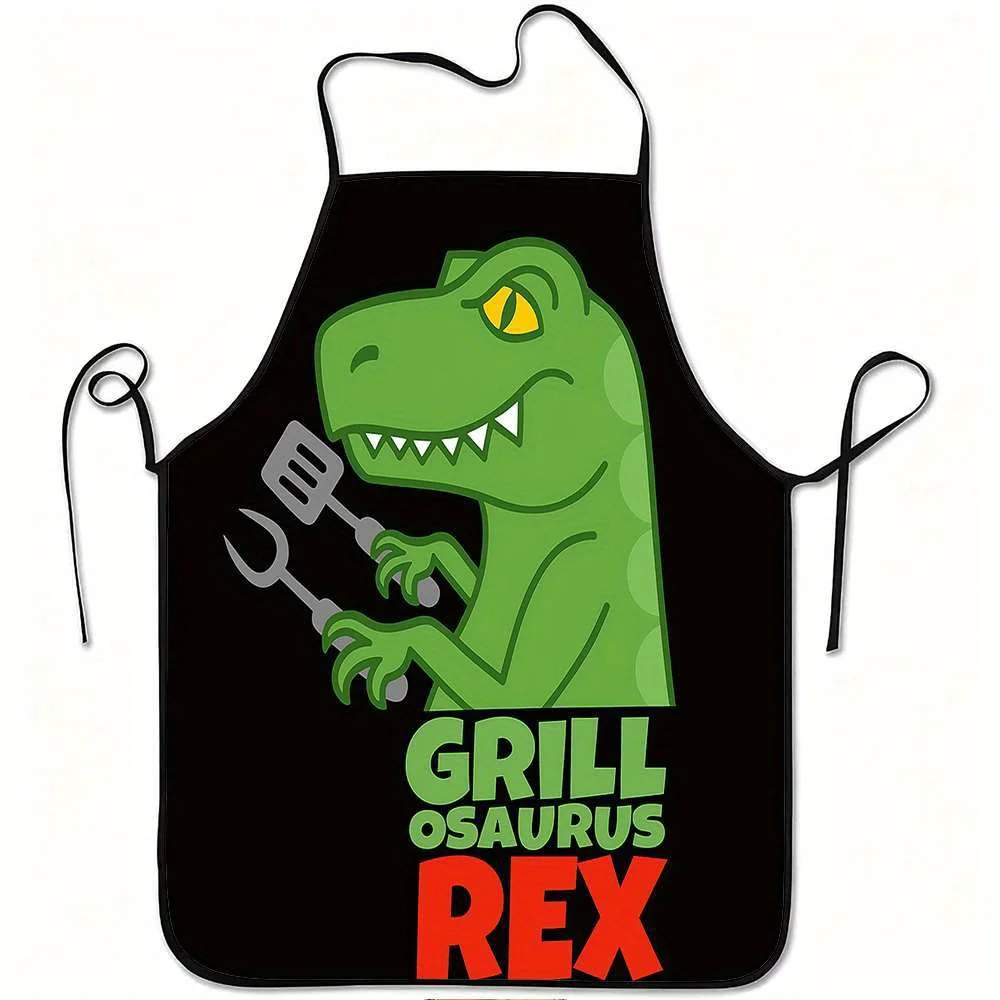 1 Piece of Fun Animal-Themed Apron with a "Green Bbq T-Rex C