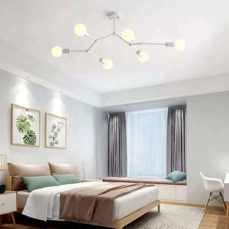 Creatieve Moderne Nordic Plafond Kroonluchter Lamp Binnenverlichting Voor Slaapkamer Dineren E27 Keukenstudie Takken Home Decor Armatuur