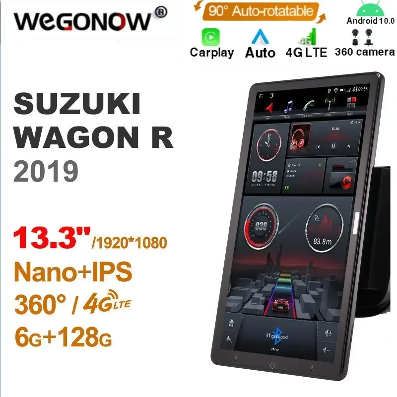 1920*1080 Nano Ownice Android10.0 for SUZUKI WAGON R 2019 Car Radio Video Audio 13.3'' IPS Rotatable 360 6G 128G Tesla Style