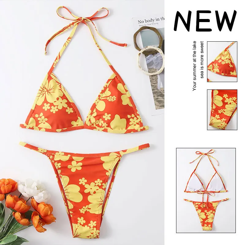 

Micro Bikini Bathing Suit Women Bikinis Sets Woman Swimsuits Swimwear Sexy Printed Three Point Bikini Swimsuit