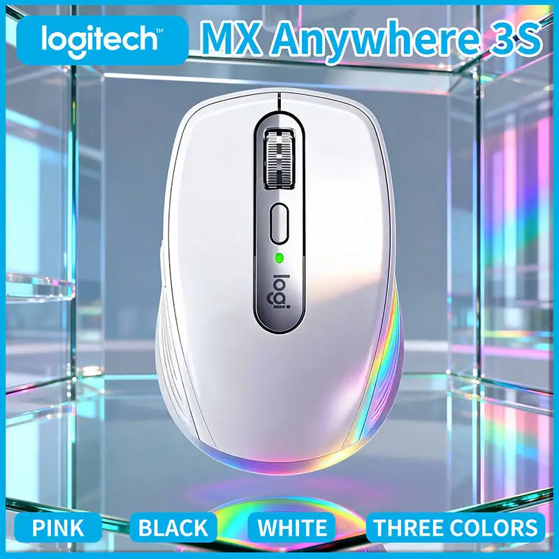Logitech MX Anywhere 3S Wireless Mouse - 8000 DPI, Hyper-Scroll, Silent Click, Anti-Slip Grip for Office Work
