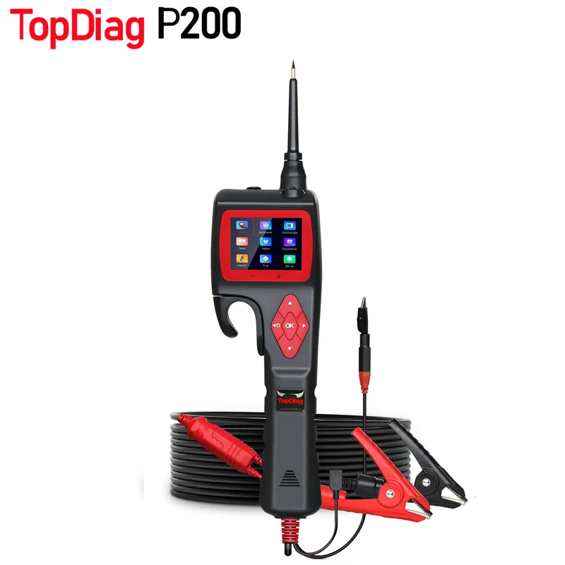 TOPDIAG P200 Smart Hook Power Probe Car Circuit Analyzer 9V-30V Oscilloscope Injector Tester PK PS100 Power Scan P100 Tester