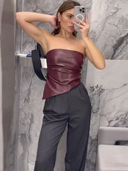 Tossy PU Sexy Female Tube Tops Pullover Backless Slim Cropped Top Streetwear Lnner Solid Summer Strapless Vest Women Y2k Top New