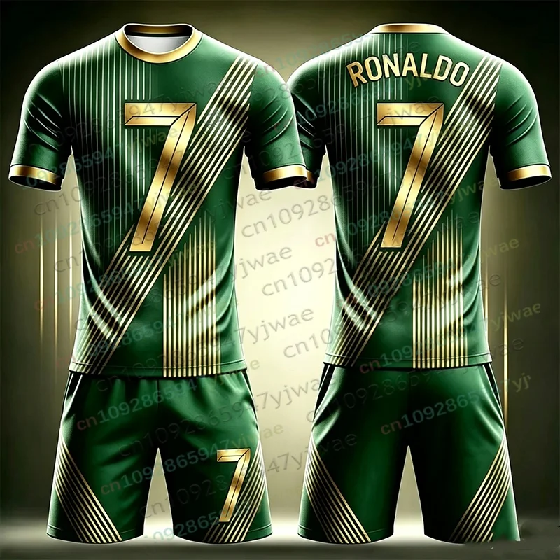 Sonderedition Ronaldo Nr. 7 Fußballtrikot T-Shirt Shorts Set Damen Herren Sportbekleidung Harajuku Sommer Casual Kinder T-Shirt oder 2-teiliges Set – Detail 7