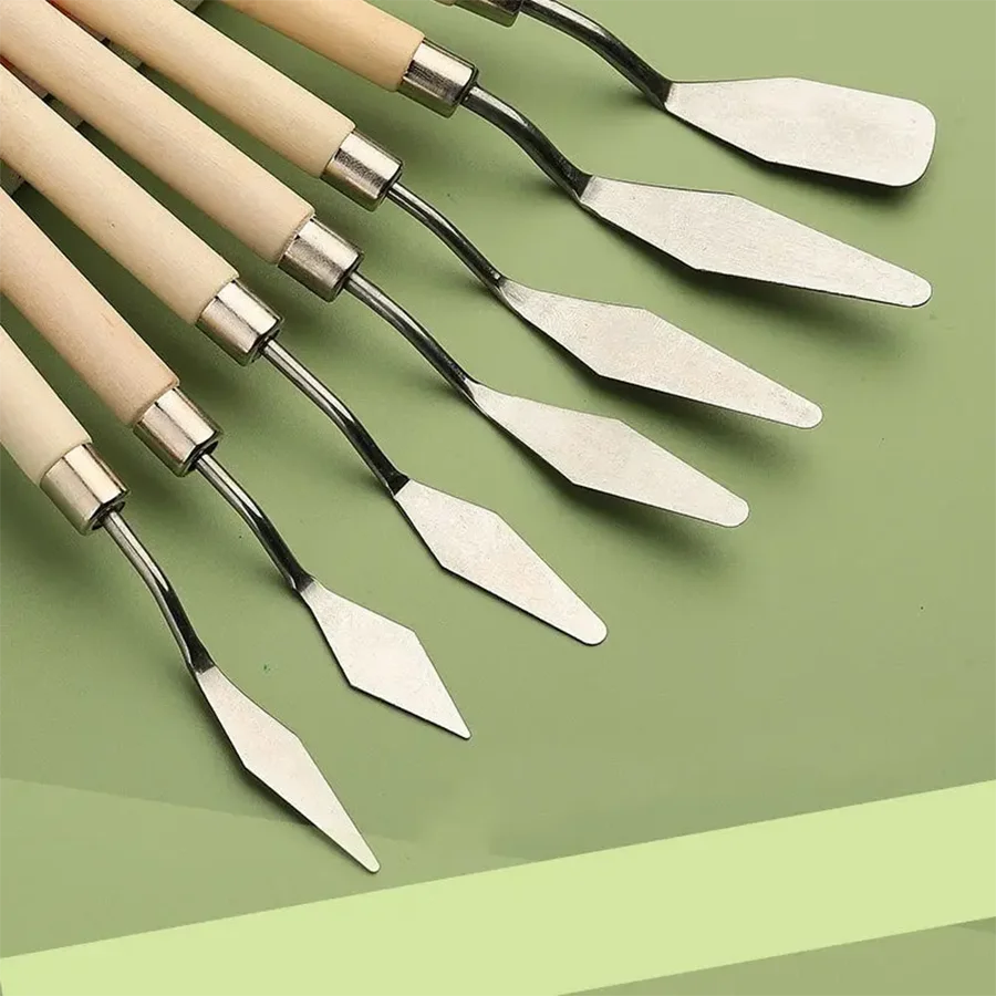 7Pcs Stainless Steel Oil Painting Knives Set Artist Crafts Spatula Palette Knife Mixing Knife Scraper Art Tools