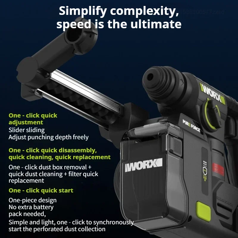 WORX Powerful Cleaner Dust Collect WA1603 Strong Suction Dust Box Compatible with WORX WU384 WU385 WU391 Electric Hammer Drill