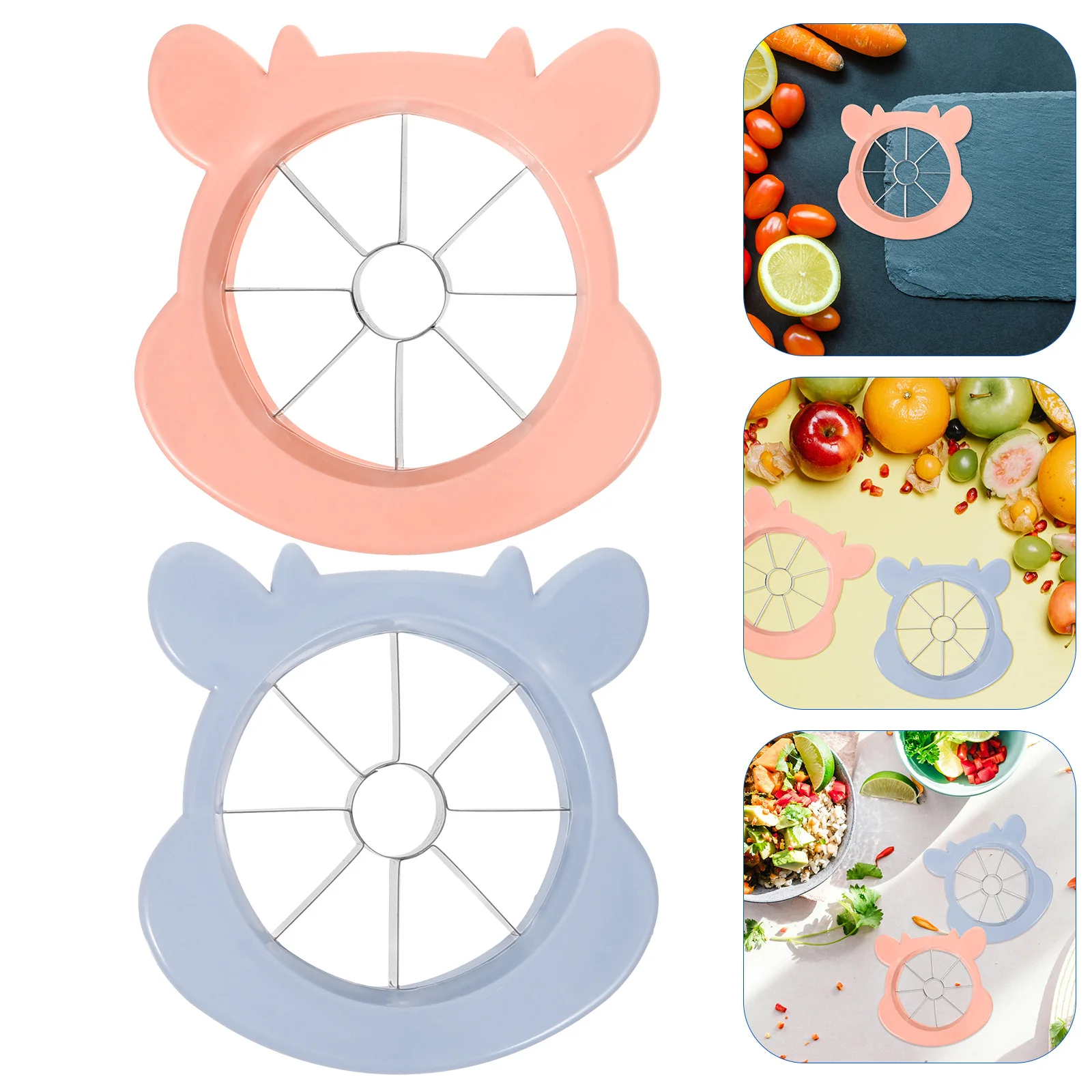 2Pcs Fruit Slicer Cartoon Style Stainless Steel Apple Core Digger Safe Round H Comfortable Tools Apples